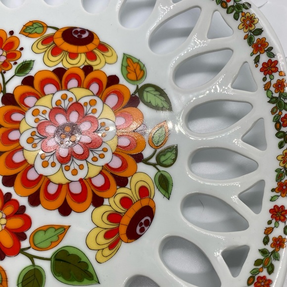 Schmidt Porcelana Porcelain Brasil MOD FLOWER RETRO Plate Reticulated - Picture 2 of 3